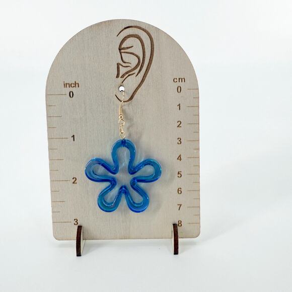 Funky Flower Earrings, Flower Earrings, Rainbow Earrings, Flower Earrings - Picture 3 of 3